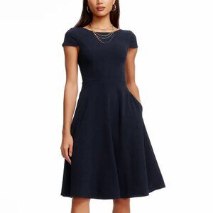 Dress the Population Livia Cap Sleeve Fit & Flare Dress - Midnight Blue/Navy - M